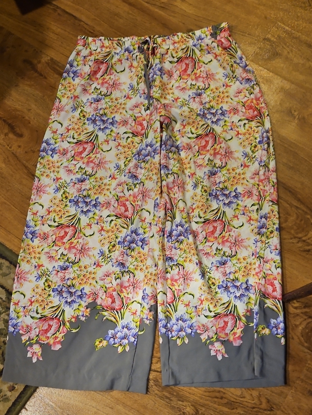 Ellen Tracy Wide Leg Floral Pants Size Large